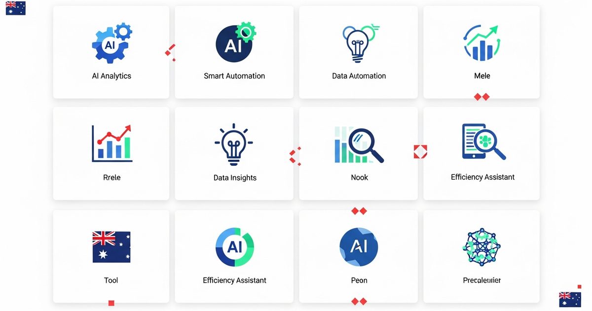 Comparison grid of 12 best AI tools for Australian businesses 2026 showing features and pricing