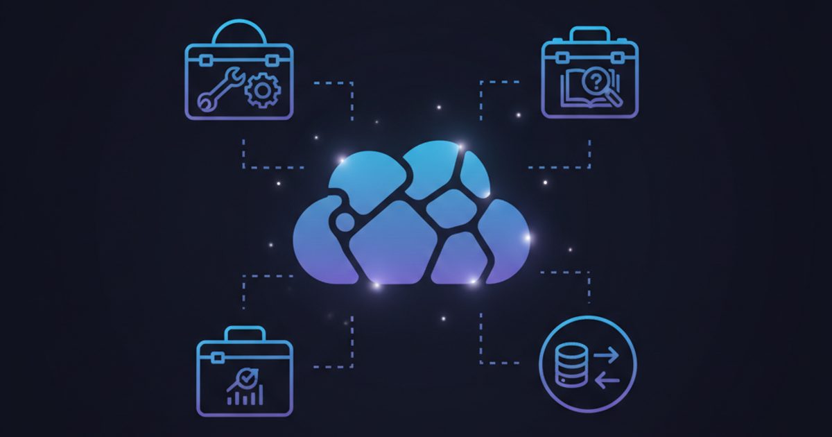 Illustration of several distinct keyword research tool icons connected to a central keyword comparison chart