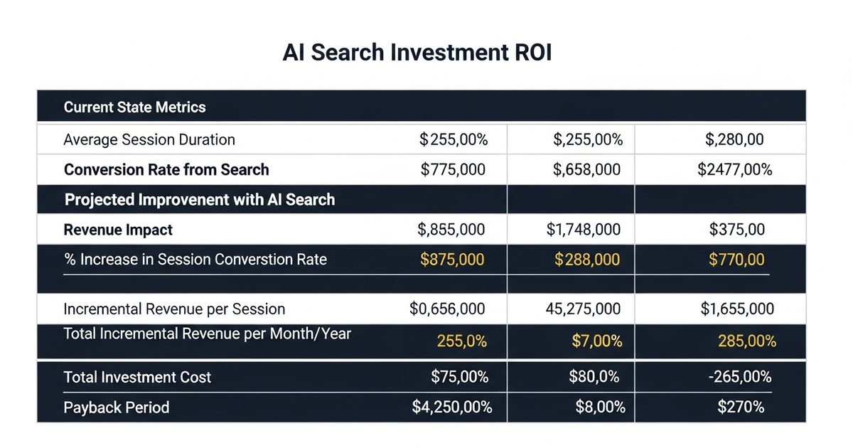 business case ai search investment cfo ready template