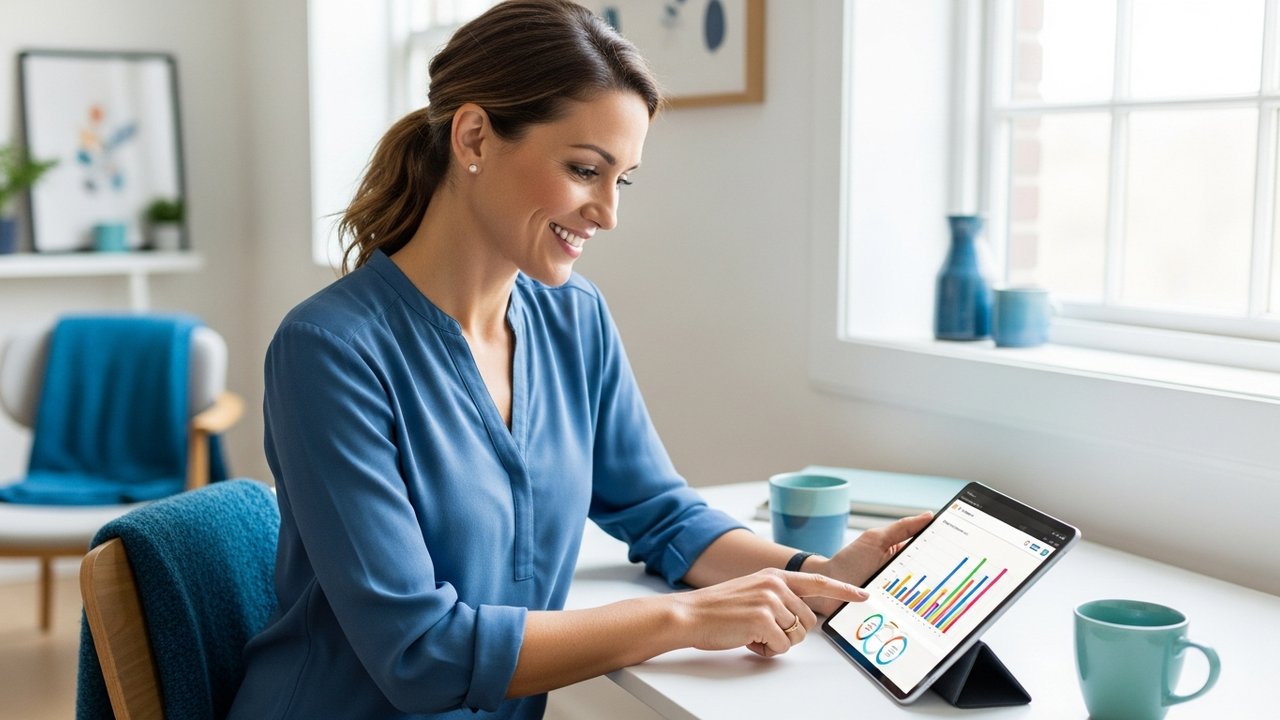 Small business owner using AI Rank Lab analytics dashboard