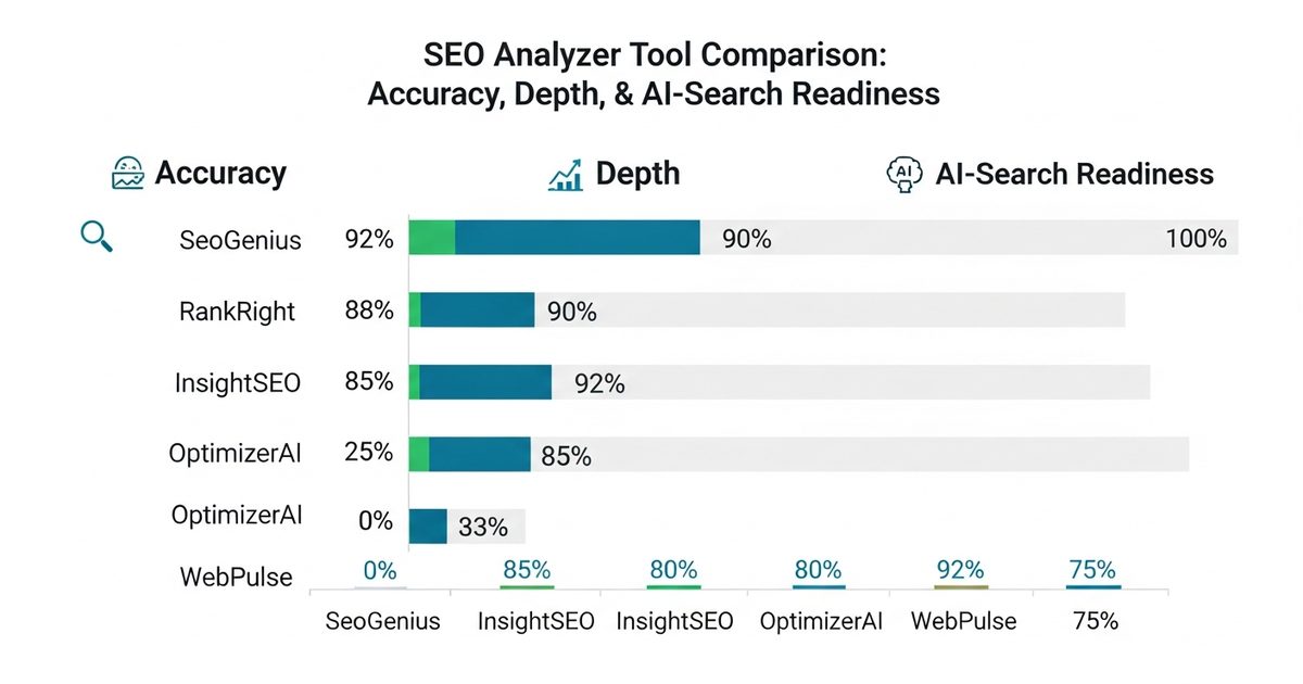 SEO Analyzer Tool Benchmark Comparison Chart