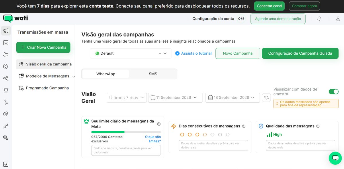 منشئ روبوت دردشة Wati بدون برمجة لتدفقات WhatsApp Business